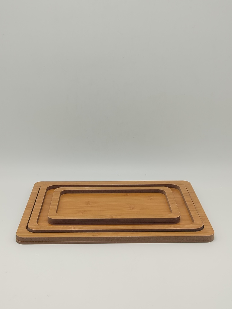 SET 3 PLATEAUX RECTANGULAIRE BOIS 23X13 / 30X20 / 33X23 CM