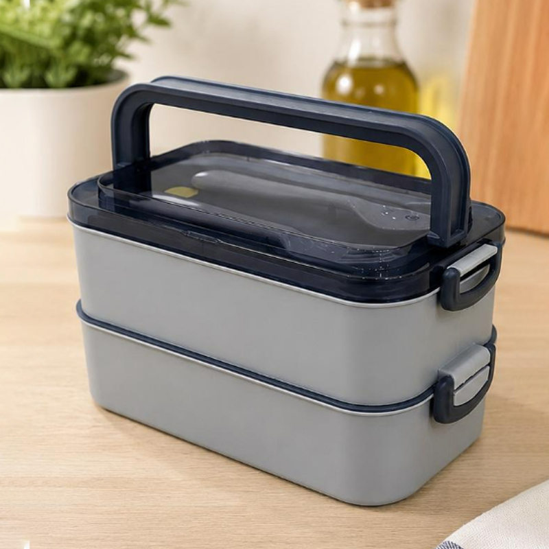 LUNCH BOX 2 COMPARTIMENTS MIX GRIS / BEIGE