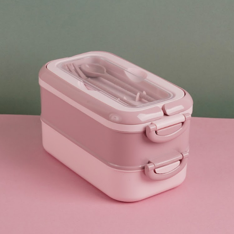 LUNCH BOX DOUBLE MIX GRIS / ROSE / JAUNE