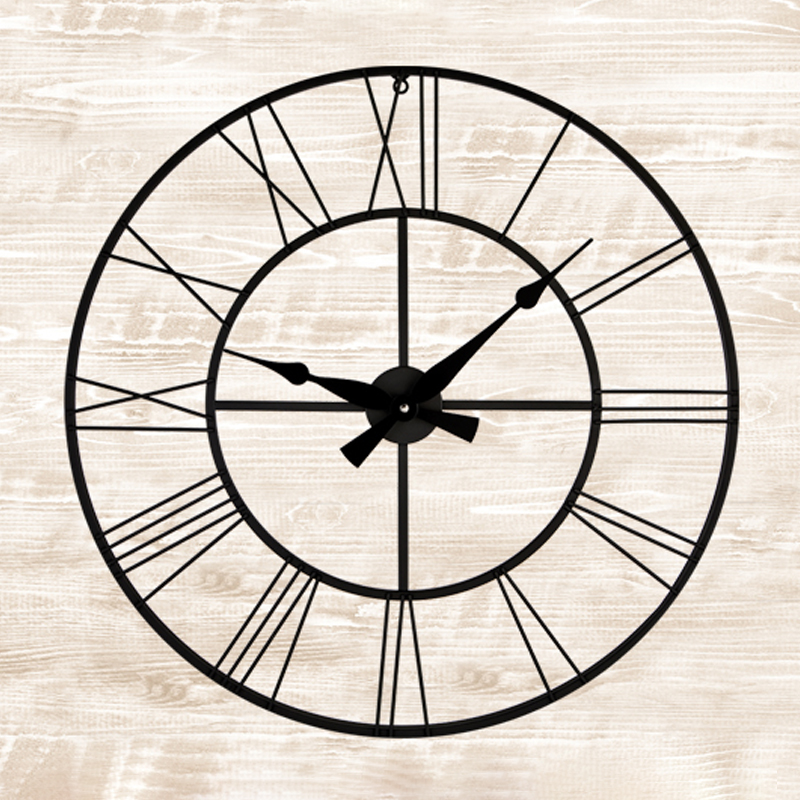HORLOGE MURALE 70CM METAL BLANC/NOIR