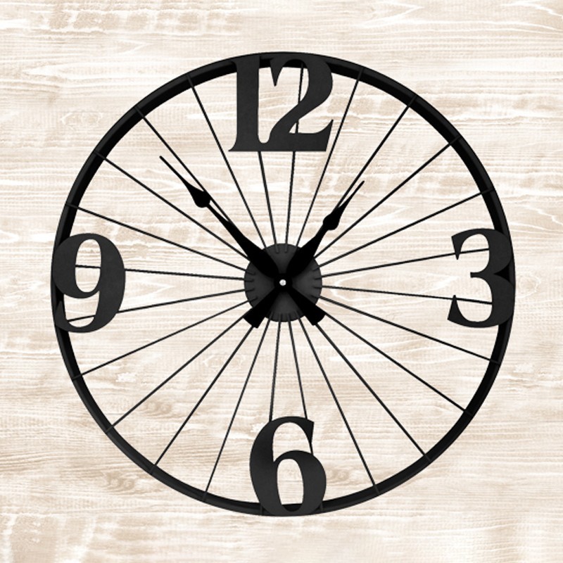 HORLOGE MURALE 70CM METAL NOIR