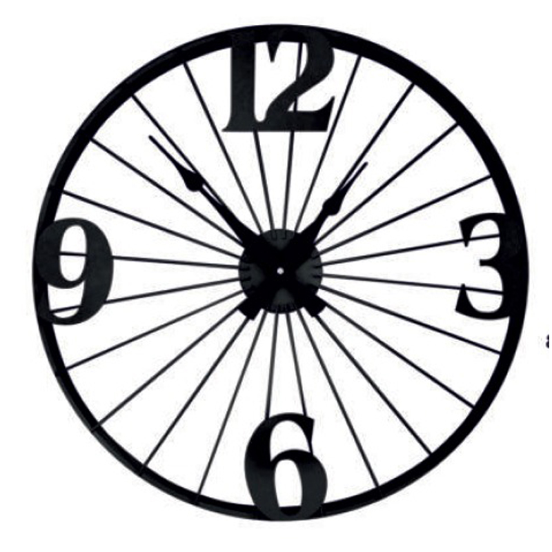HORLOGE MURALE METAL 50CM BLANC/NOIR