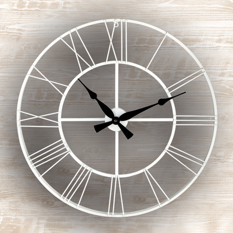 HORLOGE MURALE METAL 50CM BLANC