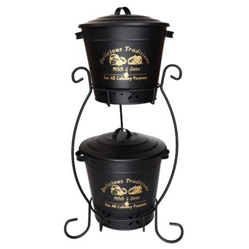 RANGEMENT METAL LEGUMES 2 NIVEAUX 2X8 LITRES (NOIR)
