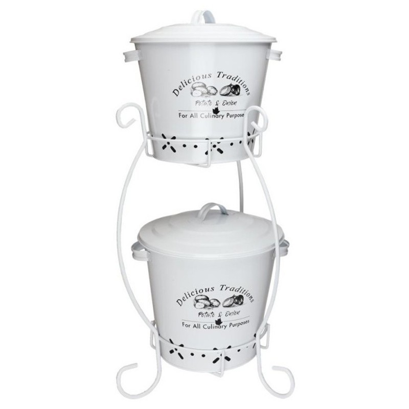 RANGEMENT METAL LEGUMES 2 NIVEAUX 2X8 LITRES (BLANC)