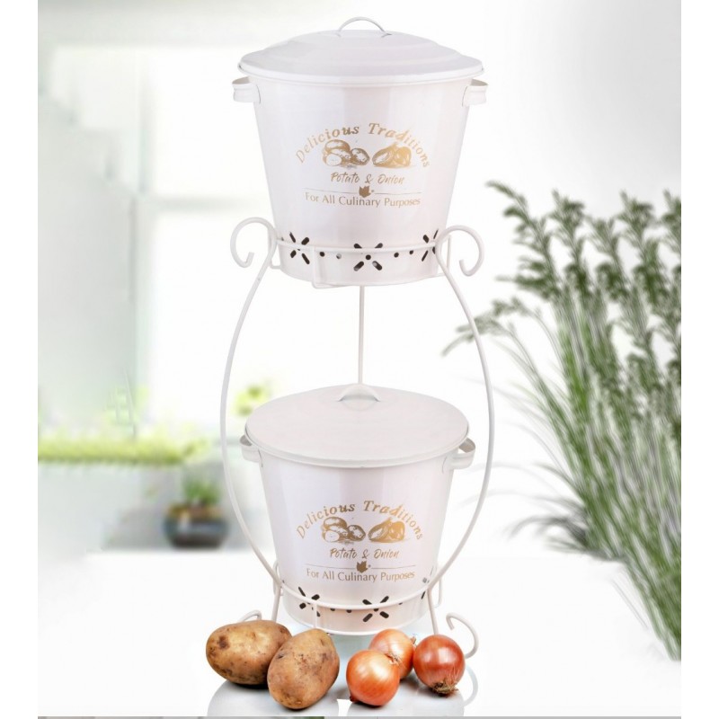 RANGEMENT METAL LEGUMES 2 NIVEAUX 2X8 LITRES (BEIGE)