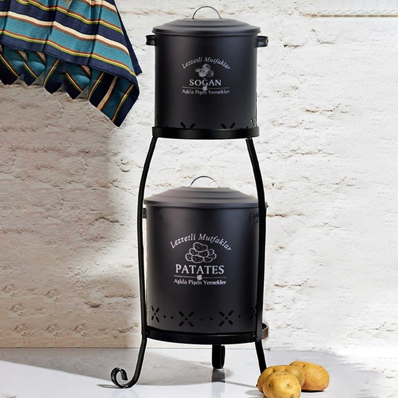 SET 2 BAC LEGUMES METAL 8 LITRES + 12 LITRES (NOIR)