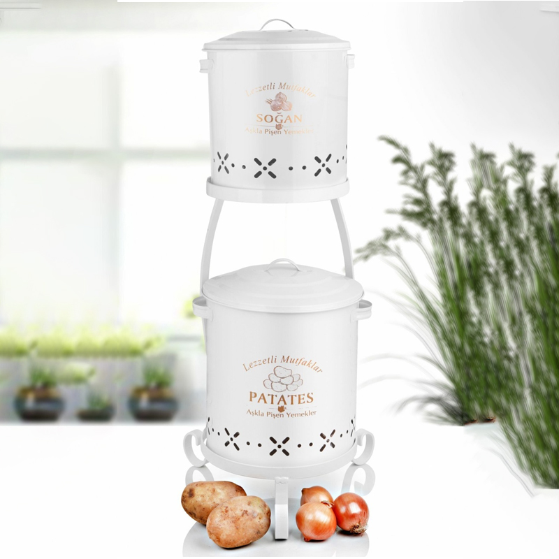 SET 2 BAC LEGUMES METAL 8 LITRES + 12 LITRES (BLANC)