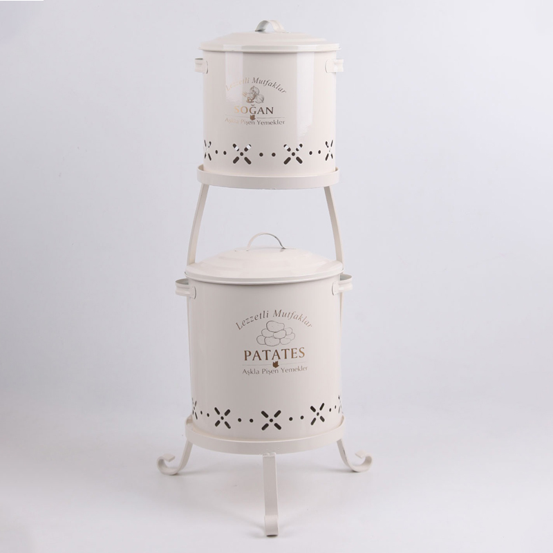 SET 2 BAC LEGUMES METAL 8 LITRES + 12 LITRES (BLANC) (CREME)