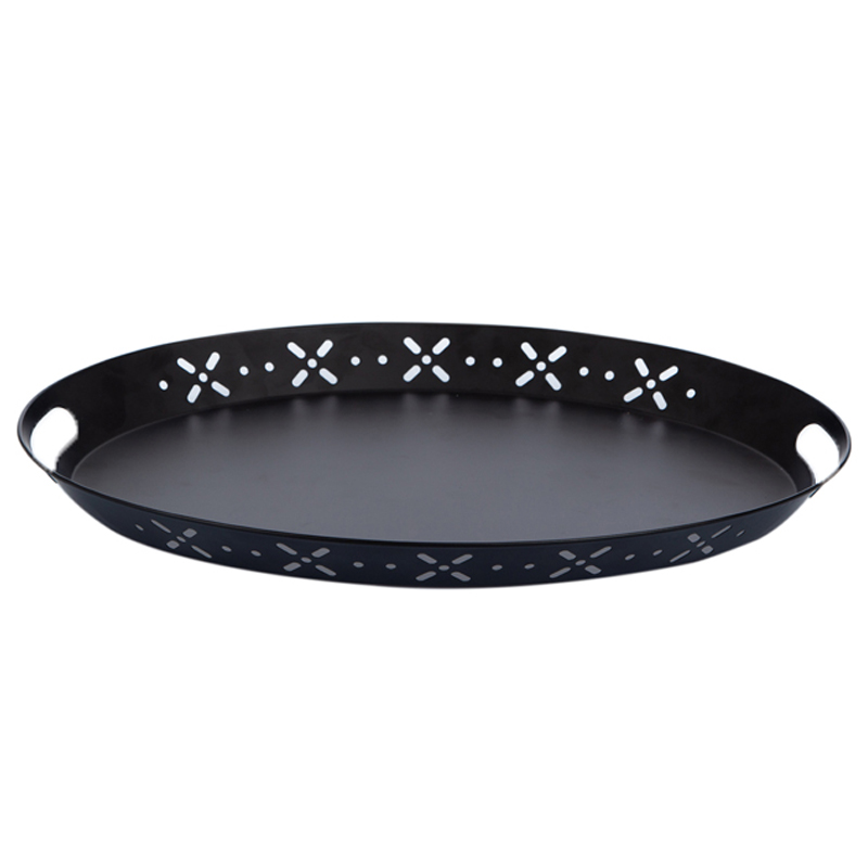 PLATEAU METAL DECORATIF 51*37*4 CM (NOIR)