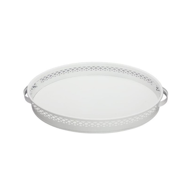 PLATEAU DECO METAL 37X27X5 CM (BLANC)