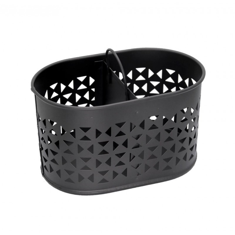 RANGE COUVERTS METAL 2 COMPARTIMENTS 20X12 CM (NOIR)