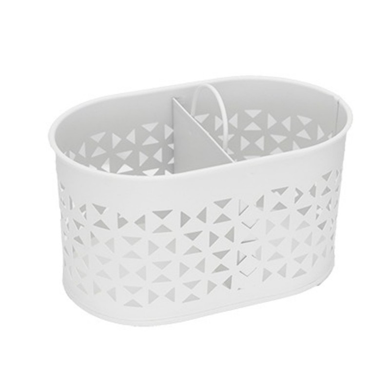 RANGE COUVERTS METAL 2 COMPARTIMENTS (BLANC)