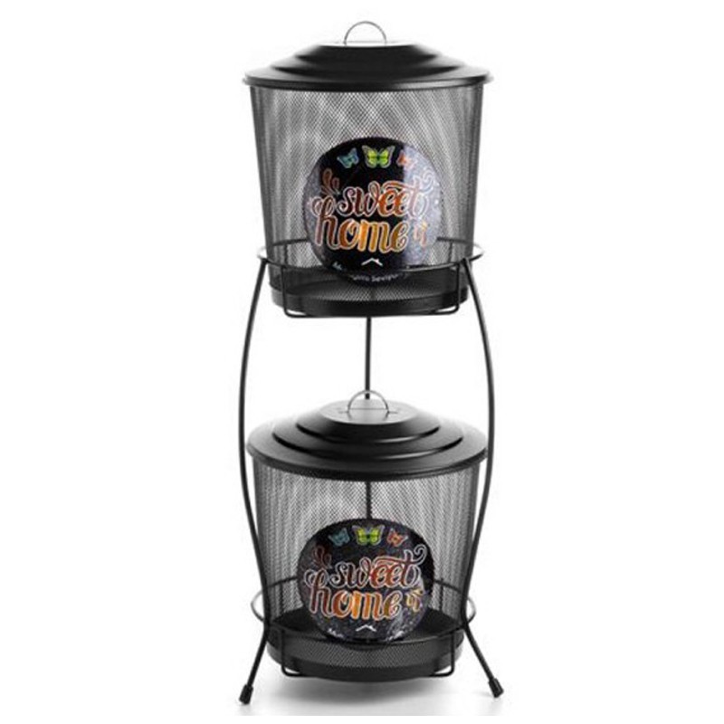 RANGEMENT METAL LEGUMES 2 NIVEAUX 2X8 LITRES (NOIR)
