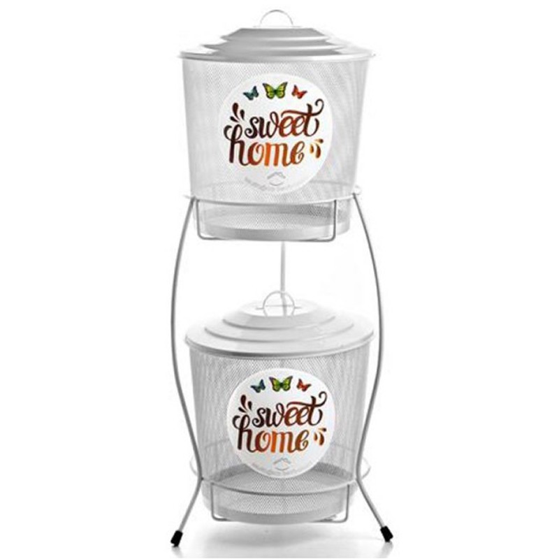 RANGEMENT METAL LEGUMES 2 NIVEAUX 2X8 LITRES (BLANC)