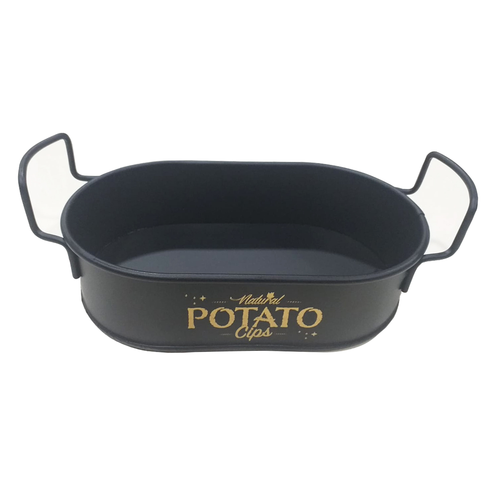 PLATEAU SNACK METAL POUR FRITES 21X13 CM (NOIR)