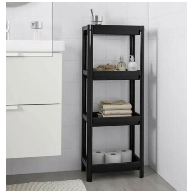 ETAGERE PLASTIQUE 4 NIVEAUX BLANC &amp; NOIR