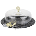 BOITE À GATEAU VERRE 33CM BLANC-NOIR