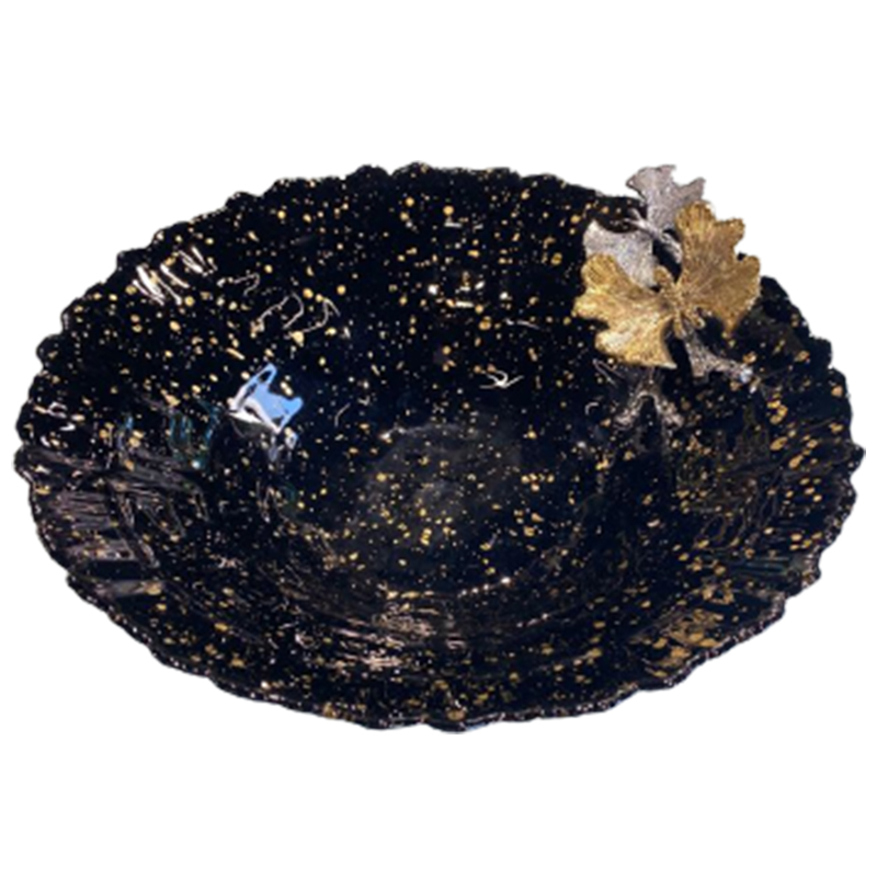 ASSIETTE DE FRUIT VERRE 40CM BLANC-NOIR