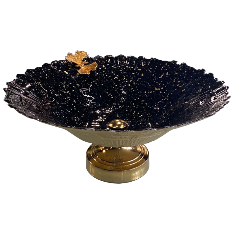 ASSIETTE DE FRUIT VERRE AVEC PIED 40CM BLANC-NOIR