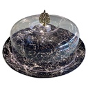 BOITE À GATEAU VERRE COUVERCLE PLASTIQUE 33CM BLANC-NOIR