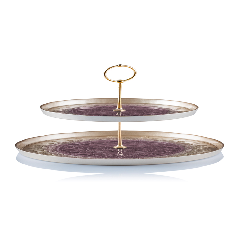 PLATEAU 2 NIVEAUX 30-21 CM VIOLET-VERT