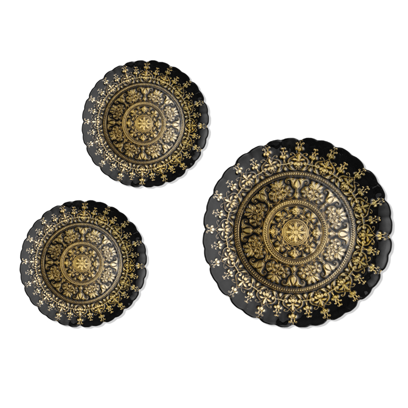 SET 7 PIECES ASSIETTES BLANC-NOIR