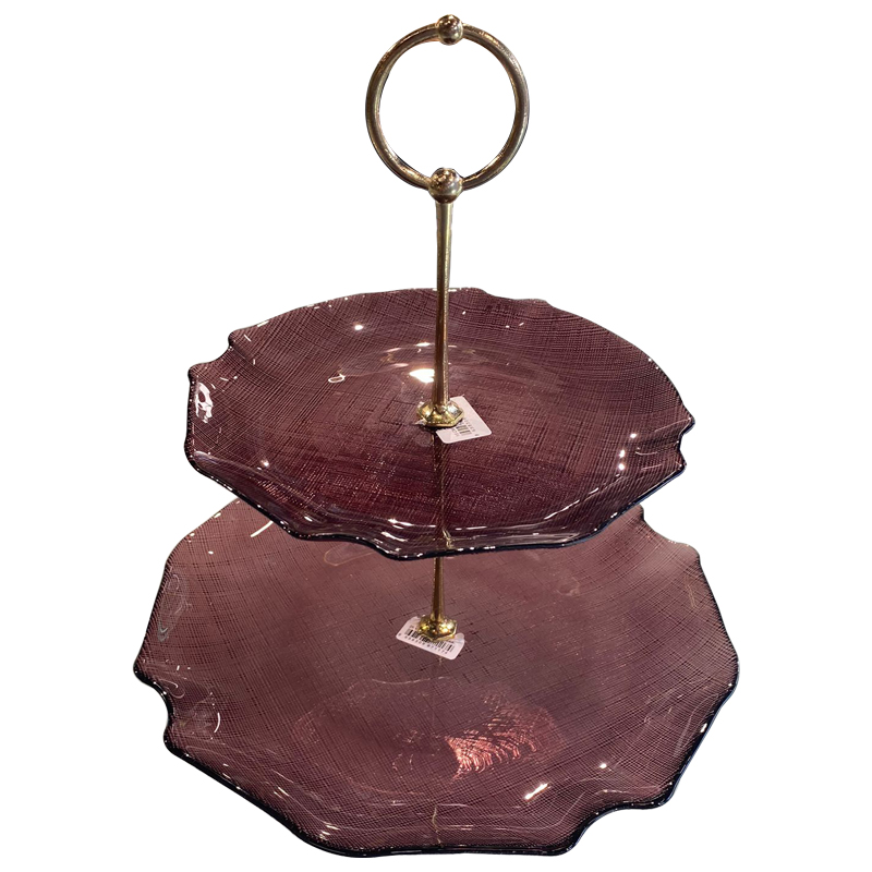PLATEAU 2 NIVEAUX 30-21 CM GRIS-BORDEAUX