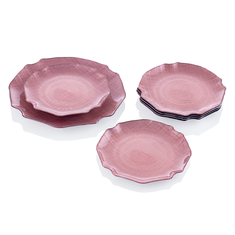 SET 7 PIECES ASSIETTES VIOLET-CUIVRE-VERT