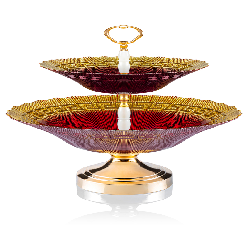 PLATEAU 2 NIVEAUX 30-21 CM ROSE-ROUGE-NOIR