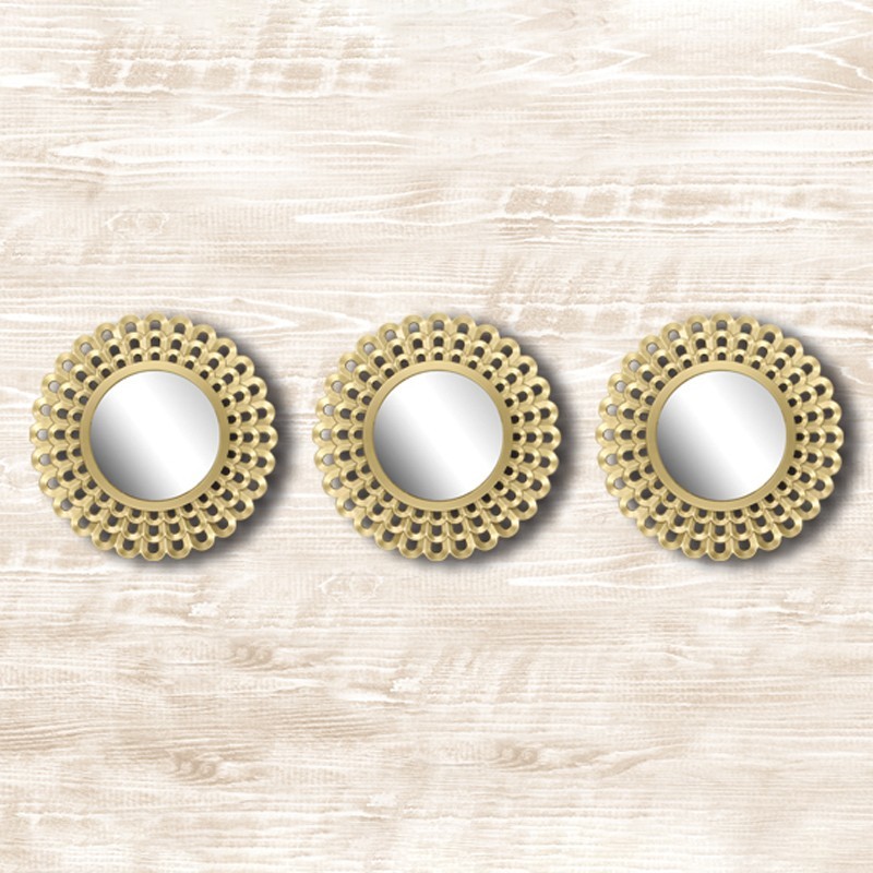 SET 3 PCS MIROIRS MURALE 29 CM ARGENT