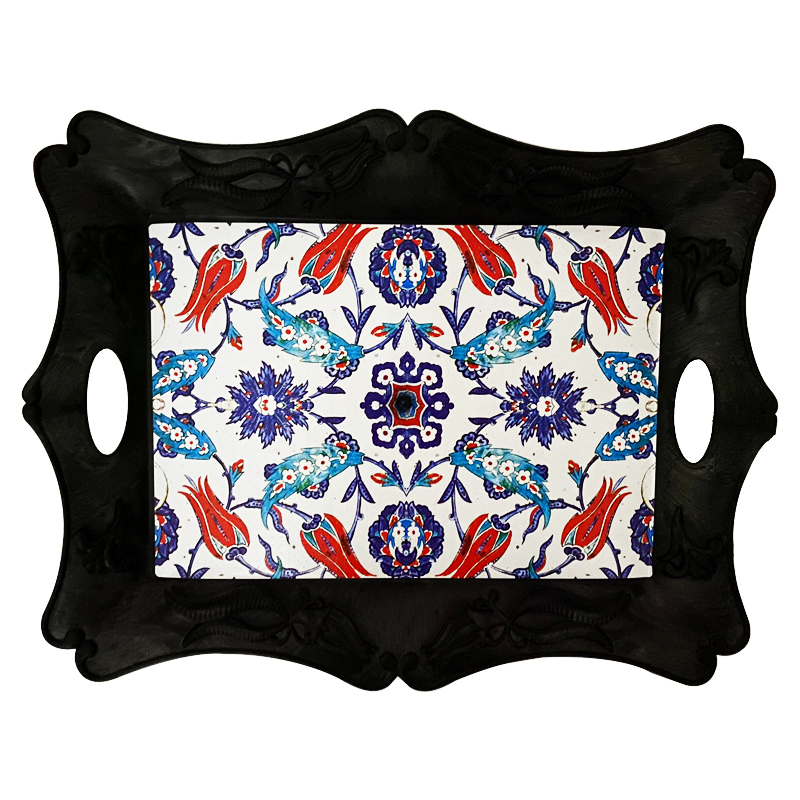 PLATEAU DECO RECTANGLE NOIR 43 X 33CM