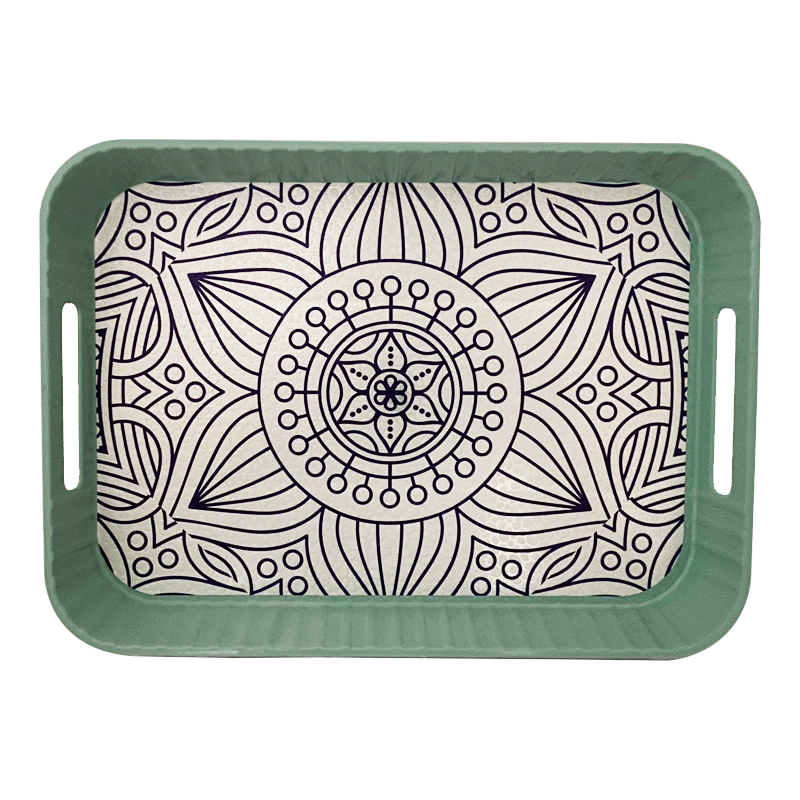 PETIT PLATEAU DECO MIX ROSE/NOIR/VERT 28 X20 CM