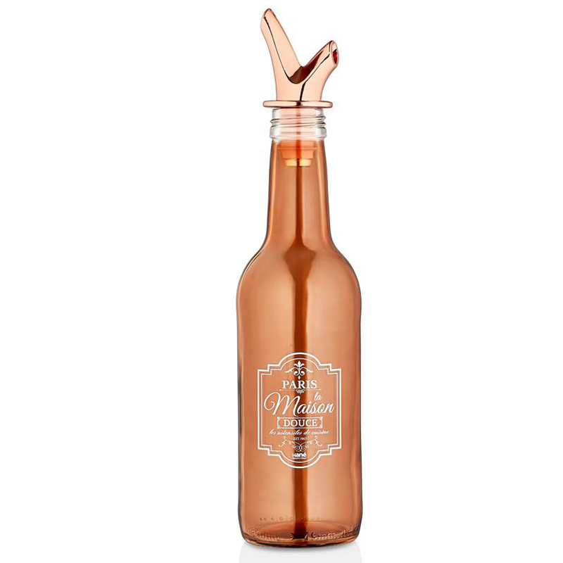 BOUTEILLE HUILE VERRE DESIGN OR ROSE 330 CC