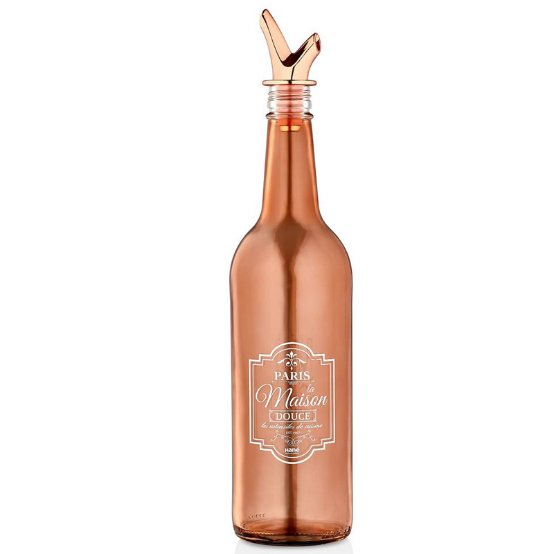 BOUTEILLE HUILE VERRE DESIGN OR ROSE 750 CC