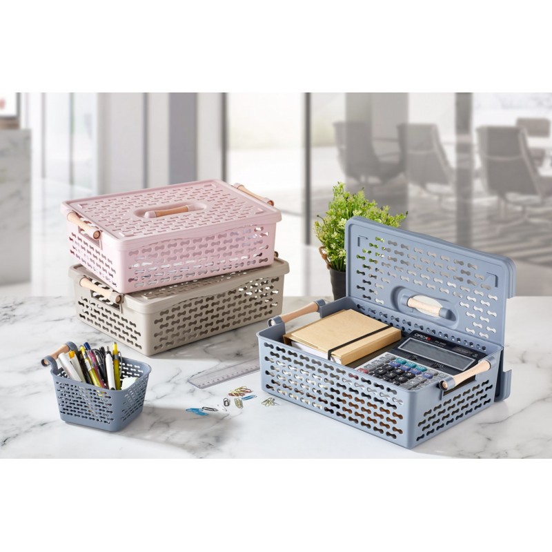 RANGEMENT AVEC COUVERCLE 24.5X36.5X14.5 CM