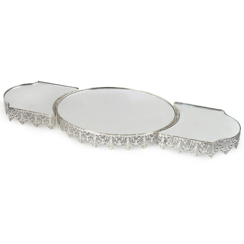 SET 3 PLATEAU DECO 84 CM ARGENT