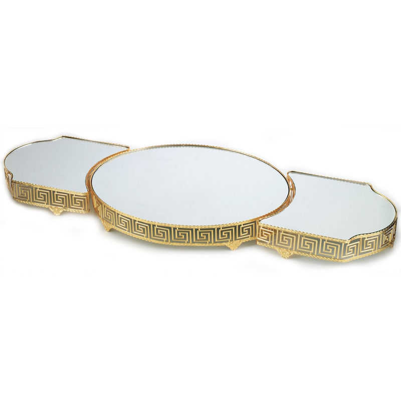 SET 3 PLATEAU DECO 84 CM MIX OR-ARGENT