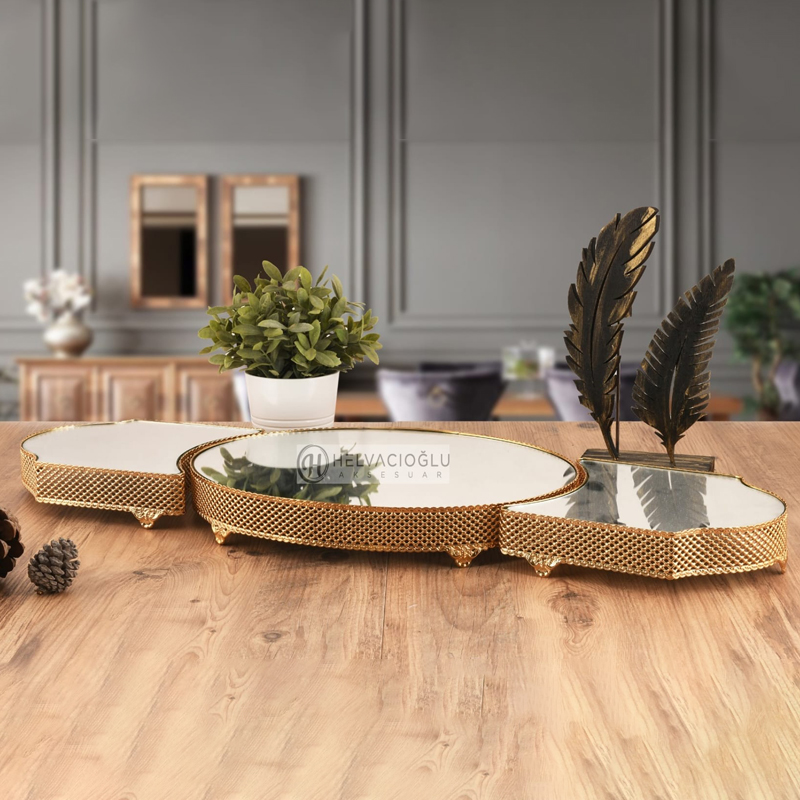 SET 3 PLATEAU DECO 84 CM OR