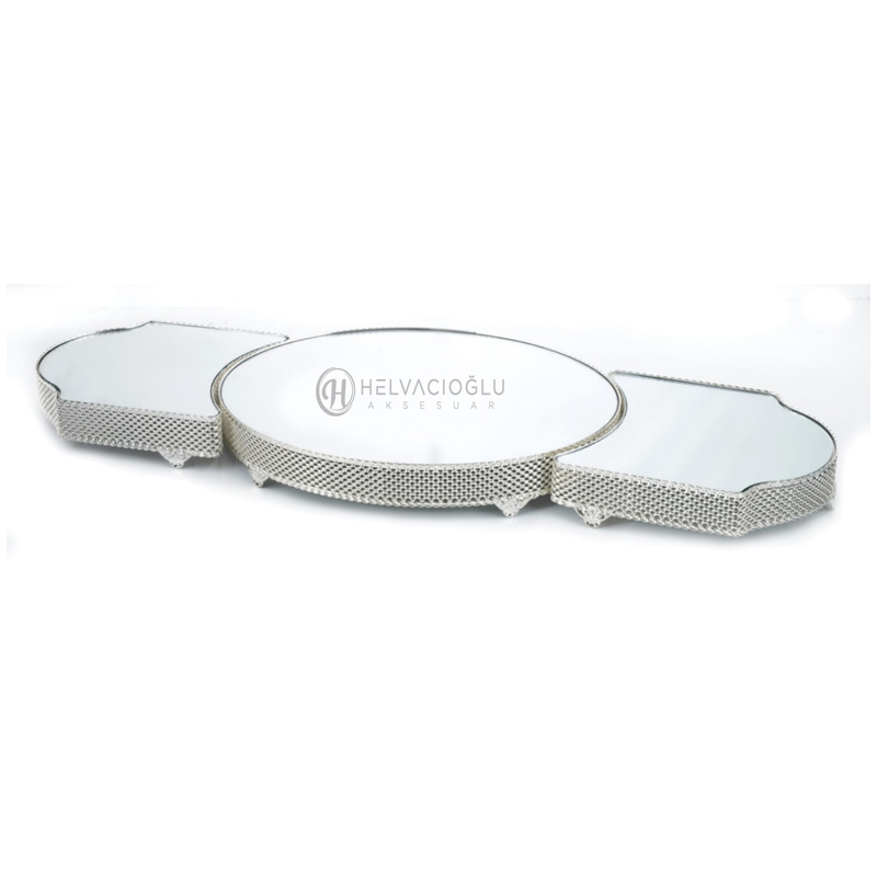 SET 3 PLATEAU DECO 84 CM MIX OR-ARGENT