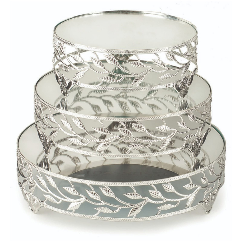 PLATEAU MIROIR 30 CM MIX OR-ARGENT