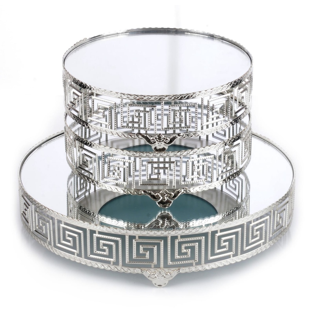 SET 3 PLATEAUX DECO (2X20CM 1X30CM) ARGENT