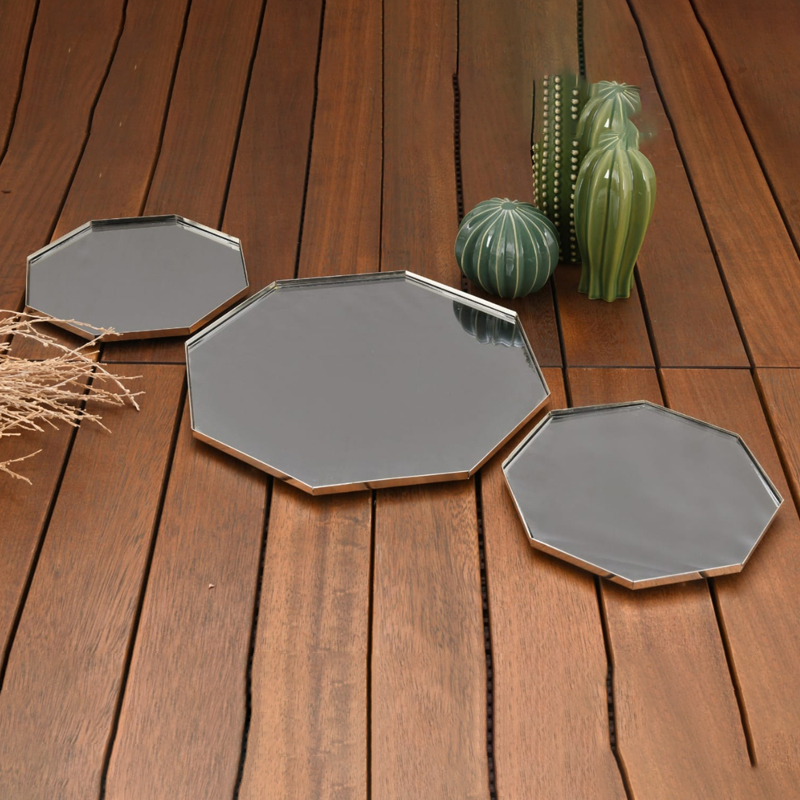 SET 3 PLATEAUX DECO (2X20CM 1X30CM) ARGENT