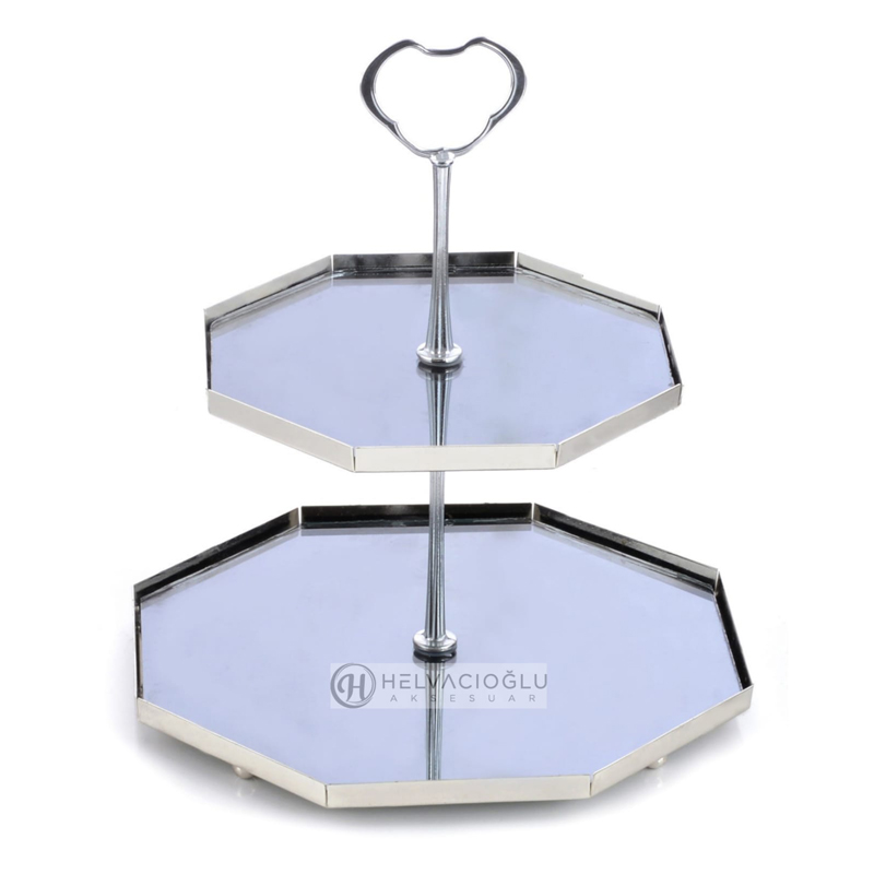PLATEAU DE PRESENTATION 2 NIVEAUX 15-20 CM ARGENT