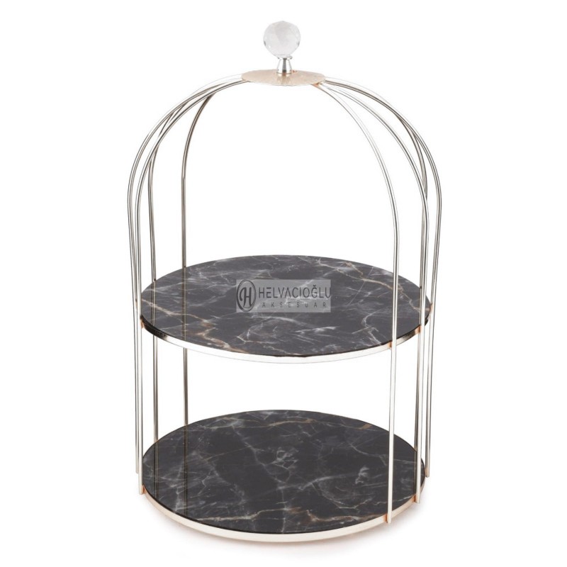 PLATEAU 2 NIVEAUX 25CM ARGENT