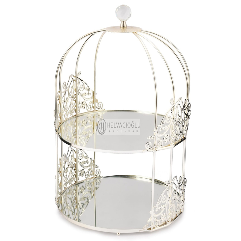 PLATEAU 2 NIVEAUX 25CM ARGENT