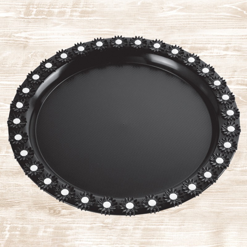 PLATEAU ROND MIX:NOIR-OR-ARGENT-39CM