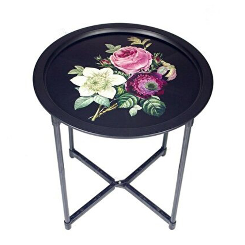 TABLE DECO PIED METAL PLATEAU PLASTIQUE MIX