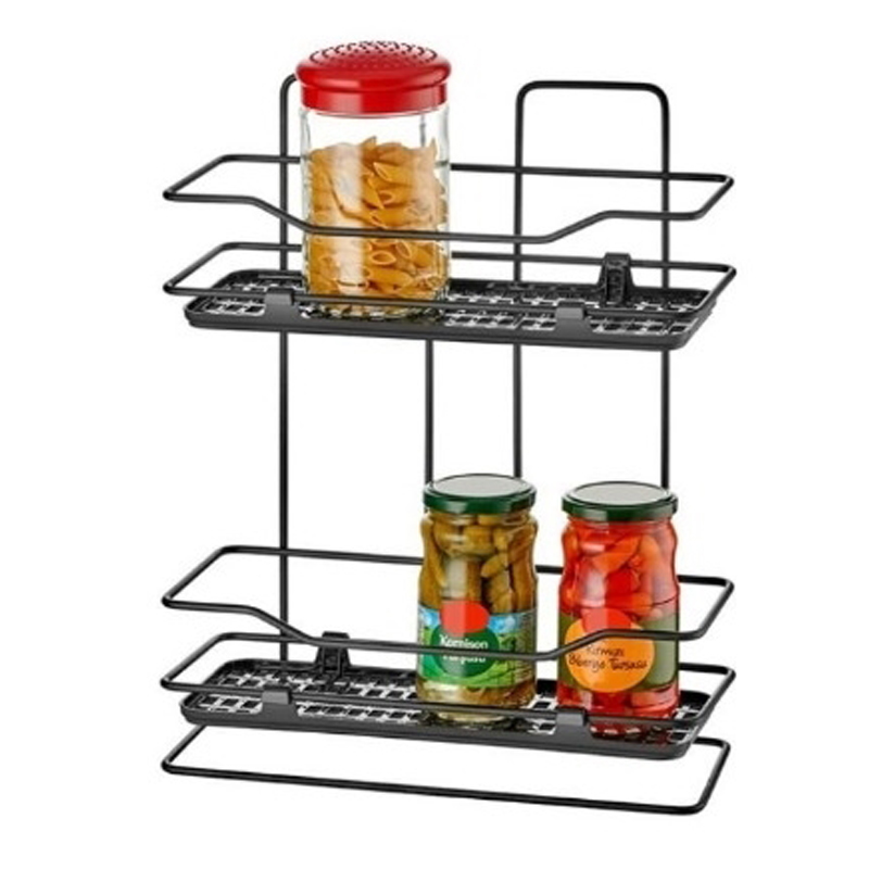 ETAGERE METAL 2 NIVEAUX BLANC/NOIR 36X31 CM