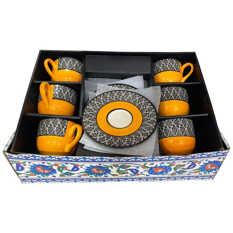 SET 6 PIECES CAFE TASSE + ASSIETTE  - 26 X 37 CM (BOX)